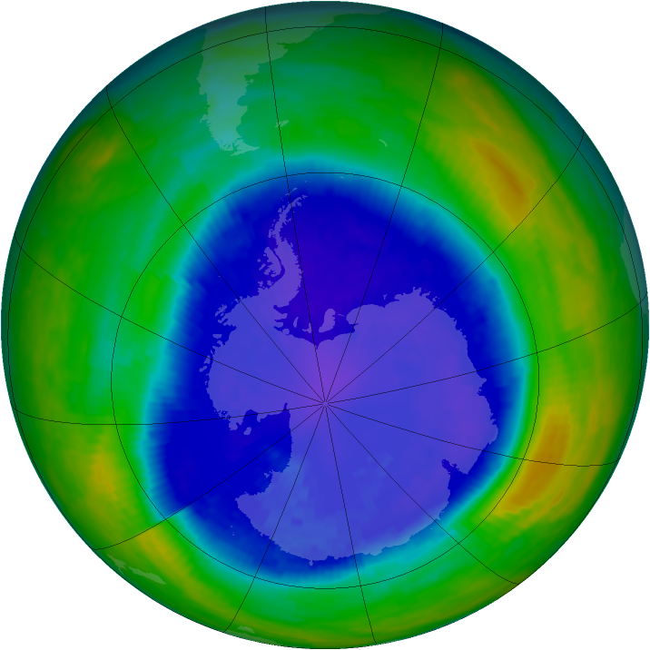 Antarctic ozone map for 13 September 1993